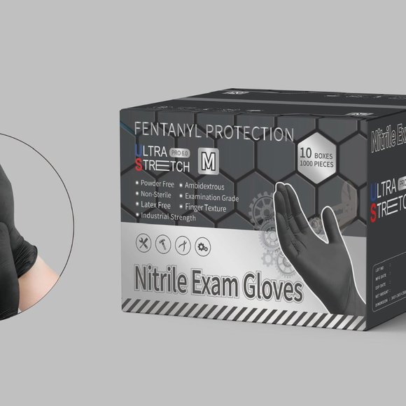 UltraStretch Nitrile Exam Gloves, Black Color, 1000 pc - Picture 10 of 11